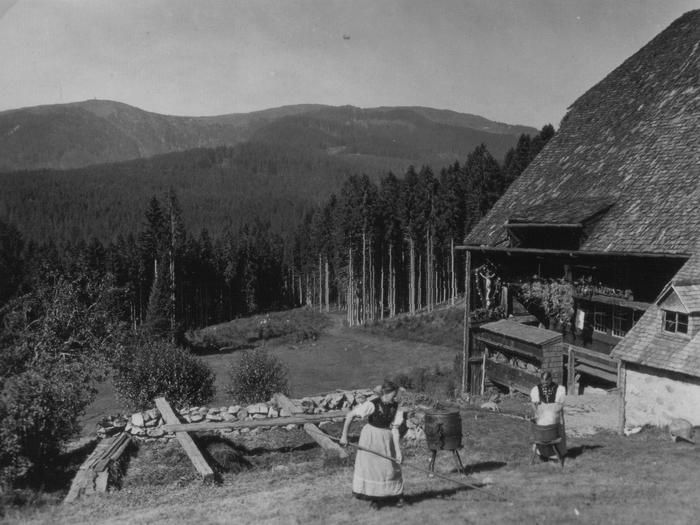 Butter machen auf dem Ramselehof, ca. 1928